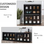 HOMCOM Modern Kitchen Sideboard Stackable Storage Cabinet Sliding Glass Door Console Cupboard Serving Buffet Black