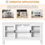HOMCOM Modern Sideboard Buffet Entryway Storage Cabinet with Framed Glass Doors Multiple Storage Options and Anti-Topple White
