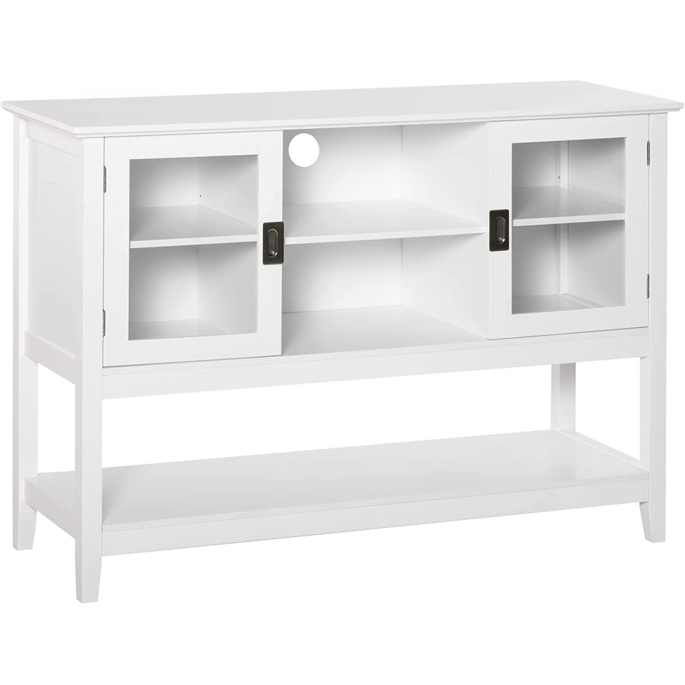 HOMCOM Modern Sideboard Buffet Entryway Storage Cabinet with Framed Glass Doors Multiple Storage Options and Anti-Topple White