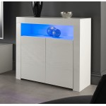 MMT Furniture Designs Ltd Modern White Matt Gloss Buffet Sideboards Display Cabinets with LED Lights White Medium SIB02White