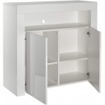 MMT Furniture Designs Ltd Modern White Matt Gloss Buffet Sideboards Display Cabinets with LED Lights White Medium SIB02White