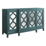 Modern Mirrored Console Table Buffet Sideboard with 4 Cabinets and 3 Adjustable Shelves Storage Cabinet for Living Room Dining Room Retro Green-New