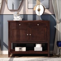 Quarte Wood Console Table Modern Entryway Side Table with 2 Drawers2 Cabinets1 Shelf Storage Buffet Sideboard Cabinet for KitchenLiving Room Easy to Assemble Espresso