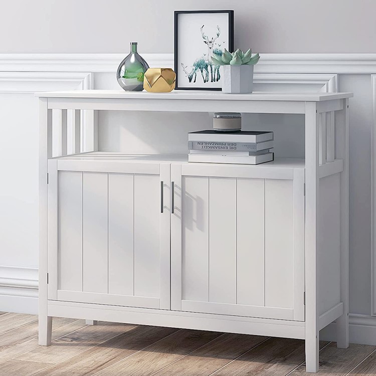 RASOO Buffet Cabinet White Kitchen Buffet Storage Cabinet Sideboard Buffet Storage Cabinet Buffet Server Cupboard Cabinet Console Table with 2 Doors and Adjustable Shelf