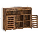 VASAGLE Buffet Cabinet Sideboard Floor Standing Kitchen Cupboard with Open Shelves Louvered Doors for Living Room Rustic Brown ULBF003X01
