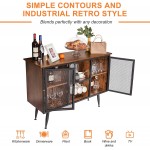 WAYTRIM Storage Sideboard Cabinet Industrial Buffet Server Table with Cupboard Shelves & Metal Mesh Doors Console Table for Kitchen Dining Living Room Hallway Rustic Brown