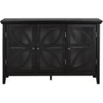 Wood Accent Buffet Sideboard Serving Storage Cabinet with Glass Door and Adjustable Shelf Multi-Functional Console Table Sofa Table for Entryway Kitchen Dining Room Black