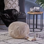 Christopher Knight Home Ansel Knitted Cotton Pouf Beige
