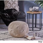 Christopher Knight Home Ansel Knitted Cotton Pouf Beige