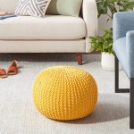 Christopher Knight Home Belle Knitted Cotton Pouf Yellow