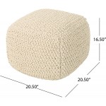 Christopher Knight Home Knox Knitted Cotton Pouf Beige
