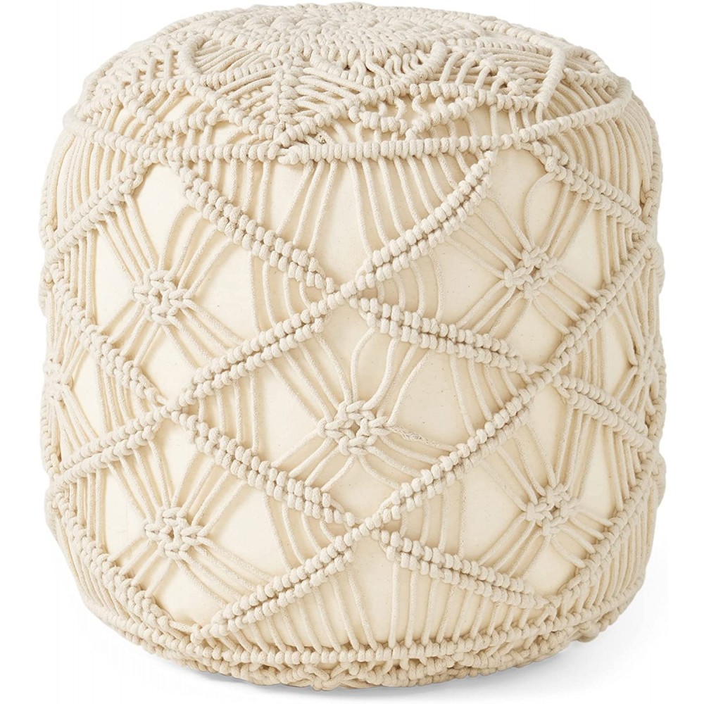 Christopher Knight Home Makenzie Macrame Cube Pouf Natural