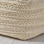 Christopher Knight Home Marcia Large Square Casual Pouf Modern Contemporary Ecru Wool and Cotton,26*26*16.5