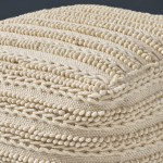 Christopher Knight Home Marcia Large Square Casual Pouf Modern Contemporary Ecru Wool and Cotton,26*26*16.5