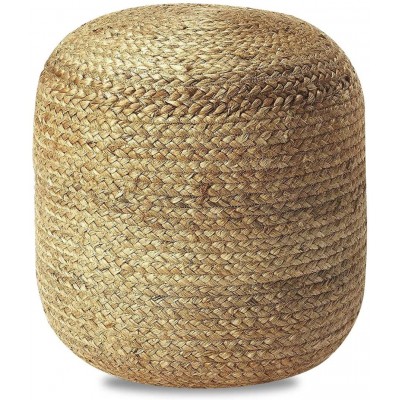 Hand Woven Home Décor Braided Jute Pouf | Ottoman | Footrest Bean Bag Floor Chair Great for The Living Room Bedroom and Kids Room Rustic Farmhouse Decor – 16”x16”x18” Natural Jute