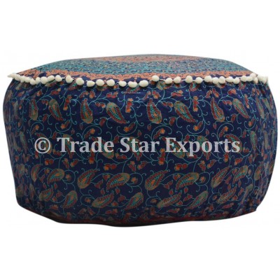Indian Mandala Pouf Cover Ethnic Cotton Floor Cushion Decorative Ottoman Cover Footstool Boho Decor Tapestry Poufs Pattern10