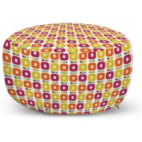 Lunarable Colorful Pouf Cover with Zipper Abstract Flowers in Scandinavian Style Modern Graphic Ornament Minimalist Design Soft Decorative Fabric Unstuffed Case 30" W X 17.3" L Multicolor