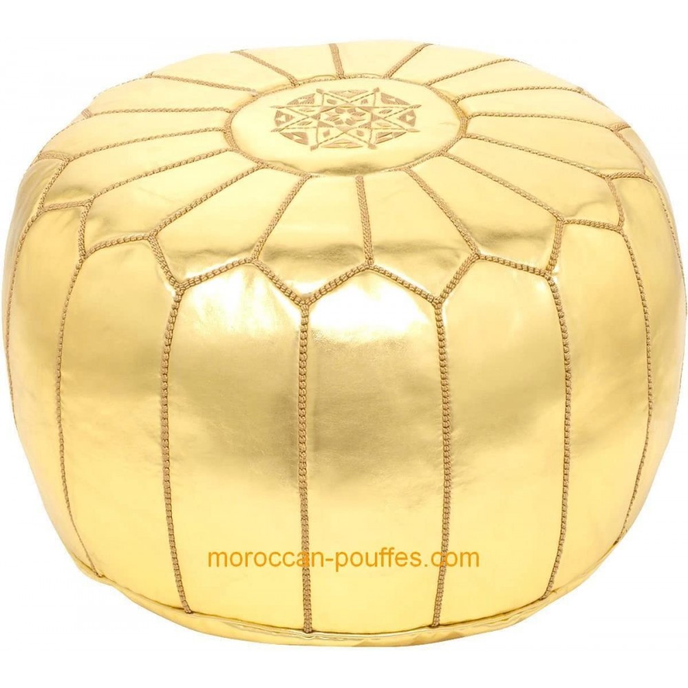 moroccan poufs Faux Leather Luxury Ottomans footstools Gold unstuffed