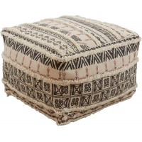 SARO LIFESTYLE Oliver Collection Printed and Tufted Floor Pouf 20"x20"x14" Natural