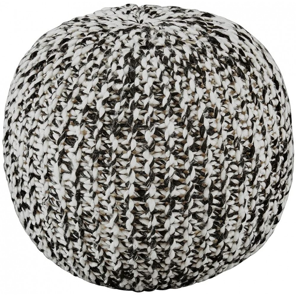 Signature Design by Ashley Latricia Round Knitted Pouf Ottoman 17 x 17 Inches Black & White