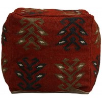 Trade Star Authentic Kilim Pouf Cover Handmade Ottoman Footstool Cover Vintage Wool Jute Rustic Home Decor Seating Poufcase Cover Fair Trade Floor Pouf Cover for Living Room Pattern 1