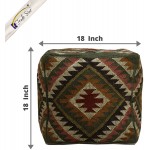 Trade Star Kilim Pouf Cover Authentic Handmade Vintage Wool Jute Ottoman Footstool Pouffe Cover Rustic Home Decor Seating Poufcase Floor Cushioncase for Living Room Pattern 5