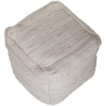 Unknown1 Transitional White Pouf Textured Modern Contemporary Cotton Removable Cover