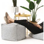Unstuffed Pouf Cover Storage Bean Bag Cubes Ottoman Pouf Foot Rest Footstool Solid Square Pouf 17.7"x17.7"x15.7" ONLY Cover