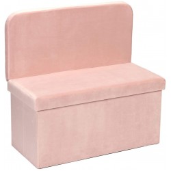 B FSOBEIIALEO Storage Ottoman with Seat Back Folding Footstool Foot Rest Ottomans Shoes Bench Cube Box Velvet Pink Large