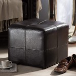 Baxton Studio Nox Brown Leather Ottoman  Dark Brown  SMALL -