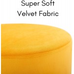 BIRDROCK HOME Round Yellow Velvet Ottoman Foot Stool – Soft Compact Padded Stool Great for The Living Room Bedroom and Kids Room Small Furniture Yellow