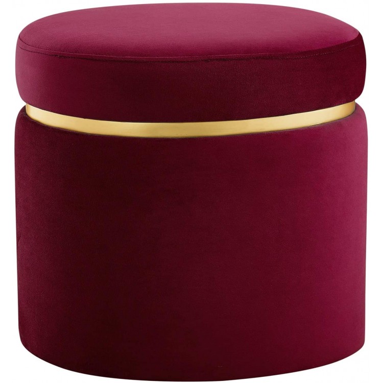 Brand – Rivet Asher Oval Upholstered Storage Ottoman 18"W Merlot Velvet