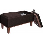 Convenience Concepts Designs4Comfort Brentwood Storage Ottoman Mocha Faux Linen Brown Trays