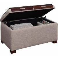 Convenience Concepts Designs4Comfort Storage Ottoman With Trays Tan Faux Linen