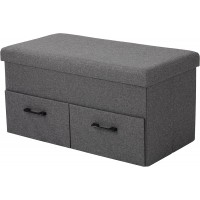 COZAYH Modern Stylish Folding Storage Ottoman Room Organizer Storage Bench with 2 Drawers for Bedroom Living Room Hold Up to 300 lbs