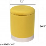 Decent Home Storage Ottoman Velvet Round Foot Rest Stool Yellow