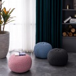 Foot Rest Futon  Round Pouf Ottoman Foot Stool Poof Pour for Living Room Bedroom Reading Nook Nursery Balcony Blue