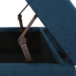 GDF Studio Christopher Knight Home Chatsworth Fabric Storage Ottoman Navy Blue 30.5" L x 30.5" W x 15.25" H