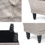 Homebeez Storage Ottoman Bench Velvet Tufted Foot Rest Stool with Nailhead Trim Silver Gray
