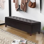 Joveco 51" Ottoman with Storage Bench Faux Leather Sofa for Living Room Bedroom DIY Assemble Brown