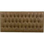 Kinfine USA HomePop Draper 58" Large Ottoman with Button Tufting Light Brown Faux Leather K7802-YDQY-2