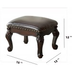 KIVSON Foot Stool Ottoman Foot Rest Microfiber Leather Upholstered Foot Stool for Living Room Sofa Entryway Solid Wood Stool Black Brown