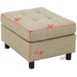 Moxeay Tufted Fabric Ottoman Foot Rest Rectangle Ottoman Coffee Table Ottoman Footrest Stool for Living Room Bedroom and Hallway 30" D x 24" W x 17.8" H,