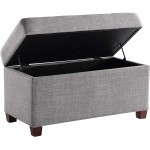 OSP Home Furnishings Metro Tufted Rectangular Storage Ottoman with Padded Upholstery and Soft Closing Hinges Dove Grey Fabric