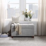 OSP Home Furnishings Metro Tufted Rectangular Storage Ottoman with Padded Upholstery and Soft Closing Hinges Dove Grey Fabric
