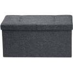 Otto & Ben 30" Storage Ottoman with SMART LIFT Top Upholstered Tufted Bench Foot Rest Dark Grey