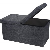 Otto & Ben 30" Storage Ottoman with SMART LIFT Top Upholstered Tufted Bench Foot Rest Dark Grey
