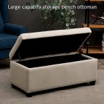 QTQHOME Rectangle Lift Top Storage Ottoman with Detachable Seat Cover,Tufted Linen Storage Bench,Fabric Footrest Stool Coffee Table for Living Room Bedroom-Yellow 60x45x42cm24x18x17inch