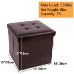 REDCAMP Small Ottoman with Storage 15x15x15 inch Thicker Folding Ottoman Cube Foot Rest Great for Bedroom Dorm Living Room Easy to Assemble,Brown Linen