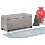 SIMPLIHOME Dover 36 inch Wide Rectangle Lift Top Storage Ottoman Bench in Upholstered Distressed Grey Taupe Faux Air Leather Footrest Stool Coffee Table for the Living Room Bedroom and Kids Room
